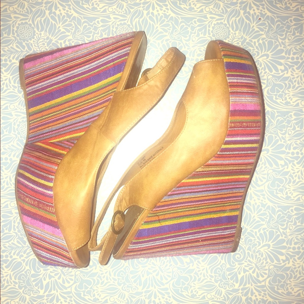 Ladies multi colored wedge heel